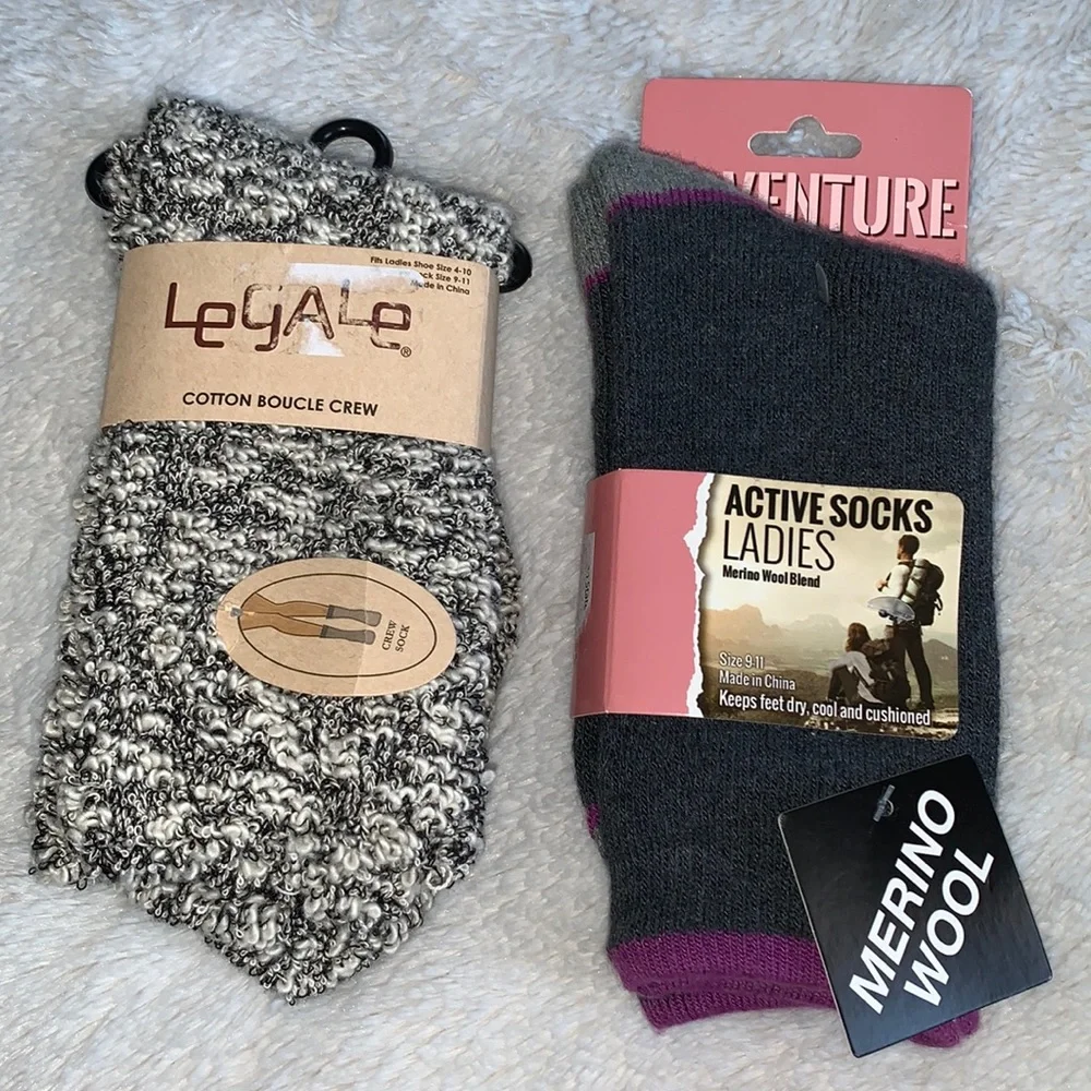 NWT 2 Pr. Ladies Crew Socks Legale & Adventure